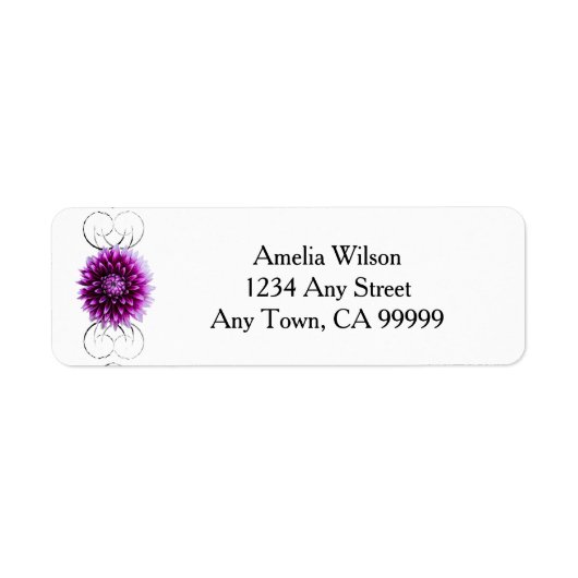 Paars Dahlia Return Address Label (Voorkant)