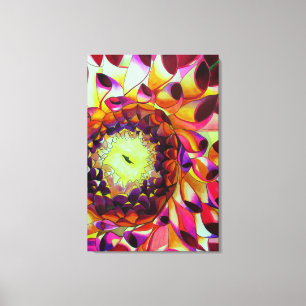 Paars Dahlia - schilderij van pop waterverf Canvas Afdruk