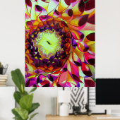 Paars Dahlia - schilderij van pop waterverf Poster (Thuiskantoor)