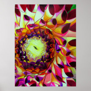 Paars Dahlia - schilderij van pop waterverf Poster