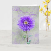 Paars Dahlia Sympathie Kaart (Gele Bloem)