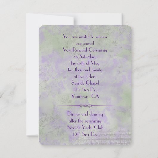 Paars Dahlia Wedding Vow Renewal Kaart (Achterkant)