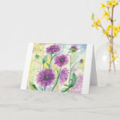 Paars dahlias-kaart kaart (Gele Bloem)