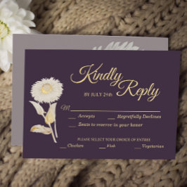 Paars Daisy Antiek Weddenschap kiezen RSVP Kaartje