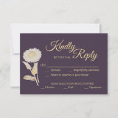 Paars Daisy Antiek Weddenschap kiezen RSVP Kaartje (Voorkant)