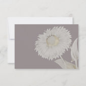 Paars Daisy Antiek Weddenschap kiezen RSVP Kaartje (Achterkant)