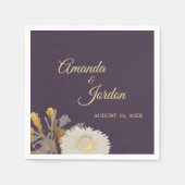 Paars Daisy Antiek Wedding Cocktail Napkin Servet (Voorkant)