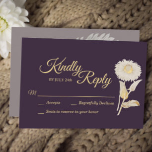 Paars Daisy Antiek Wedding Response Kaart