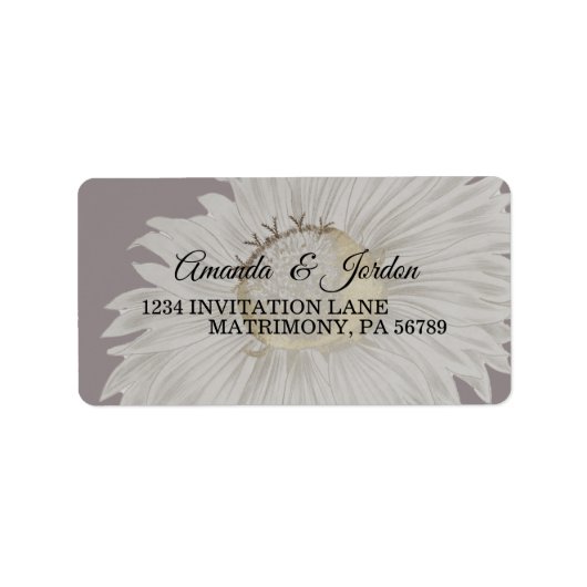 Paars Daisy Antiek Wedding RSVP Adres Etiket (Voorkant)