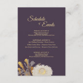 Paars Daisy Antiek Wedding Schedule Informatiekaartje (Voorkant)