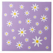 Paars Daisy Ceramic Tile Tegeltje (Voorkant)