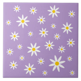 Paars Daisy Ceramic Tile Tegeltje