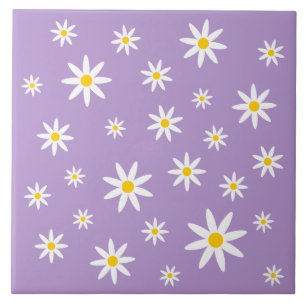 Paars Daisy Ceramic Tile Tegeltje