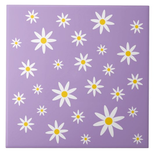 Paars Daisy Ceramic Tile Tegeltje (Voorkant)
