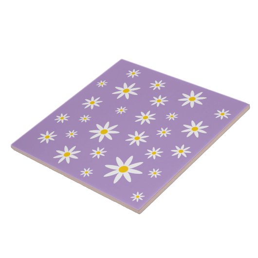 Paars Daisy Ceramic Tile Tegeltje (Zijkant)