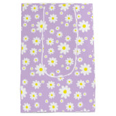 Paars Daisy Cute Spring Pattern Medium Cadeauzakje (Achterkant)