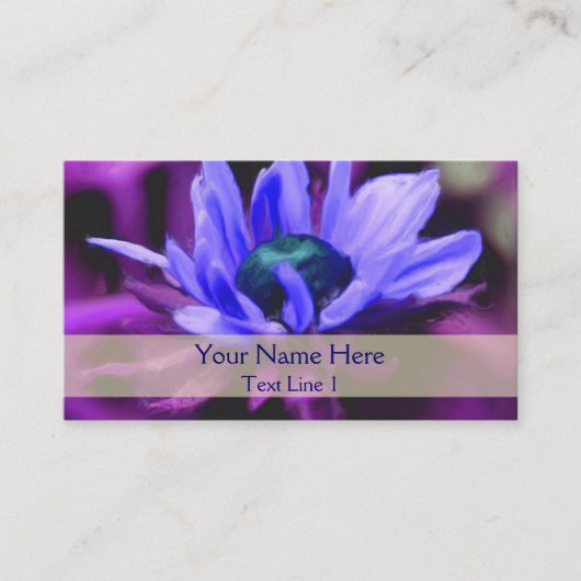 Paars Daisy Floral Art Visitekaartje (Voorkant)