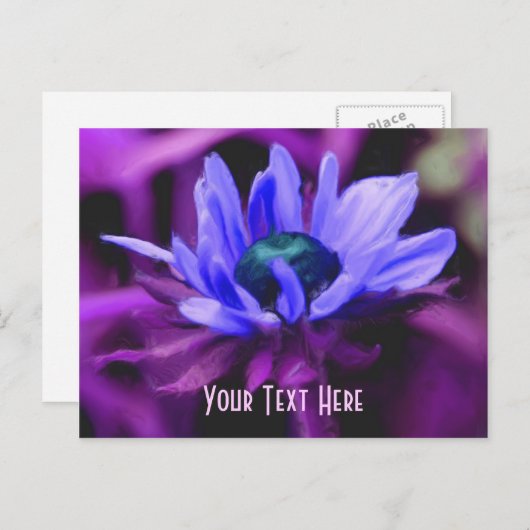 Paars Daisy Floral Briefkaart (Voorkant / Achterkant)