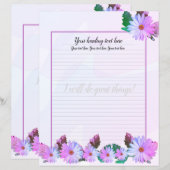 Paars Daisy Floral-schrijfpapier (Voorkant / Achterkant)