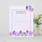 Paars Daisy Floral-schrijfpapier (Staand voorkant)