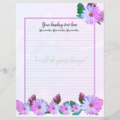 Paars Daisy Floral-schrijfpapier (Voorkant)