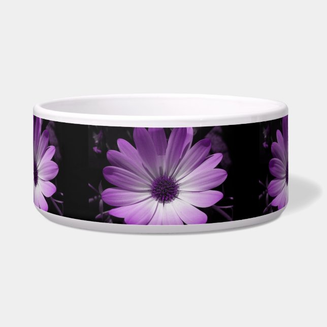 Paars Daisy Flower Dog Bowl Voerbakje (Voorkant)