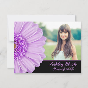 Paars Daisy Flower Photo Afstuderen for her Kaart