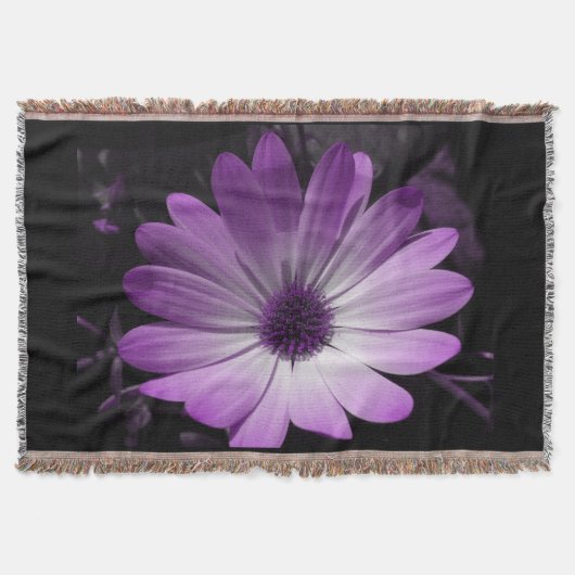 Paars-Daisy Flower Throw Blanket Deken (Voorkant)
