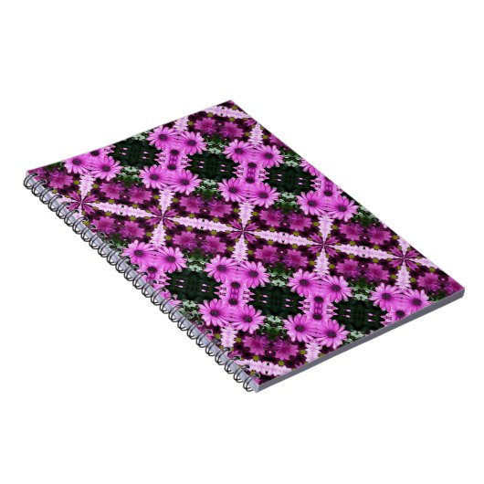Paars Daisy Flowers Abstract Art Notitieboek (Rechterzijde)