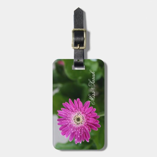 Paars Daisy gepersonaliseerd Bagagelabel (Voorkant verticaal)