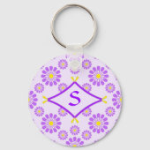 Paars Daisy Monogram Sleutelhanger (Voorkant)