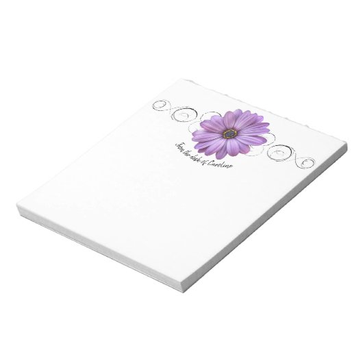 Paars Daisy Personalized Notitieblok (Linkerzijde)