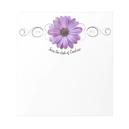 Paars Daisy Personalized Notitieblok (Voorkant)