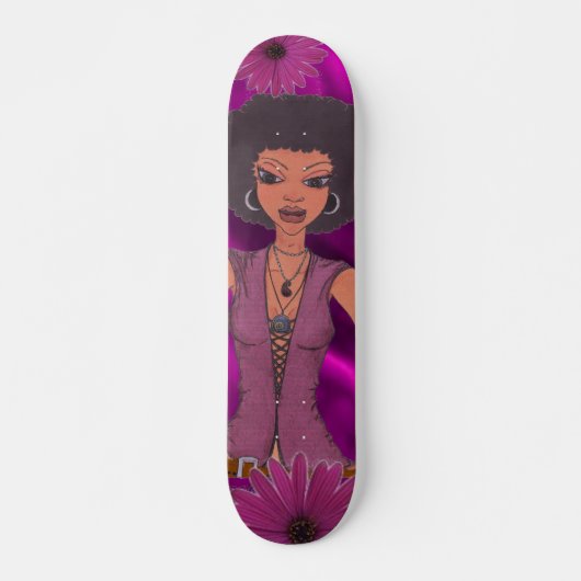 Paars Daisy Retro Girl Skateboard (Voorkant)