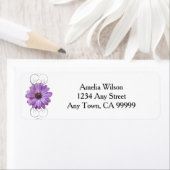 Paars Daisy Return-adreslabel Etiket (Insitu)