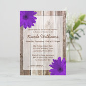 Paars Daisy Rustic Barn Wood Vrijgezellenfeest Kaart (Staand voorkant)