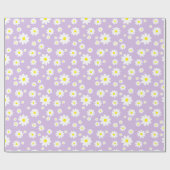 Paars Daisy Spring Pattern Cadeaupapier (Vlak)