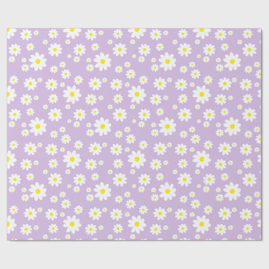 Paars Daisy Spring Pattern Cadeaupapier (Vlak)