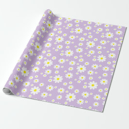 Paars Daisy Spring Pattern Cadeaupapier