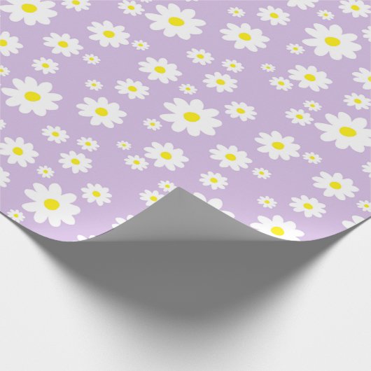 Paars Daisy Spring Pattern Cadeaupapier (Hoek)