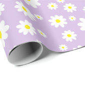 Paars Daisy Spring Pattern Cadeaupapier (Rol Hoek)