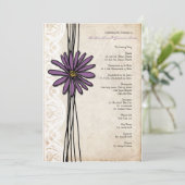  Paars Daisy Wedding Programme Programmakaart (Staand voorkant)