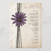  Paars Daisy Wedding Programme Programmakaart (Voorkant)