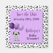 Paars Dalmatiaans Baby shower Sla de datum op Magneet (Voorkant)