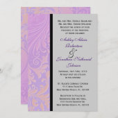 Paars Damask bruiloft nodigt uit Kaart (Voorkant / Achterkant)