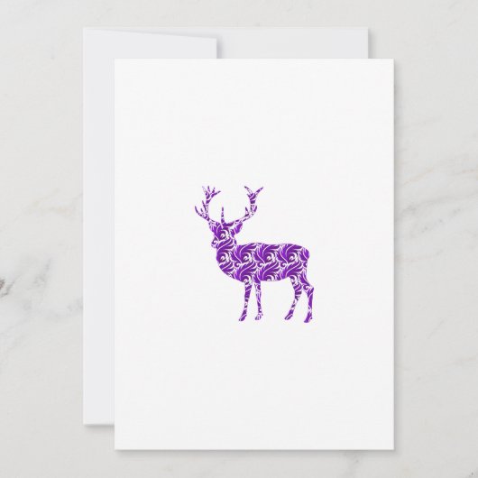 Paars Damask Deer Stag Kaart (Voorkant)