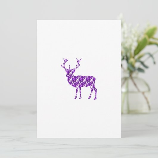 Paars Damask Deer Stag Kaart (Staand voorkant)