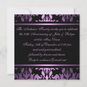 Paars Damask Design Wedding Jubileum uitnodigen Kaart (Achterkant)
