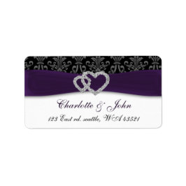 Paars Damask Diamante Wedding Etiket