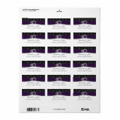 Paars Damask Diamante Wedding Etiket (Full Sheet)